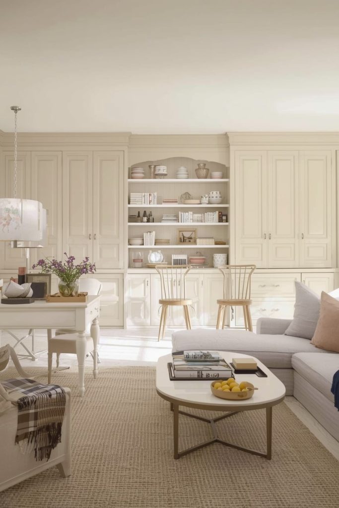 Cream Kitchens in Open-Plan Spaces-min