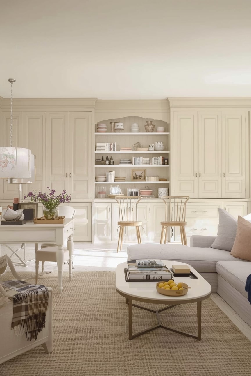 Cream Kitchens in Open-Plan Spaces-min