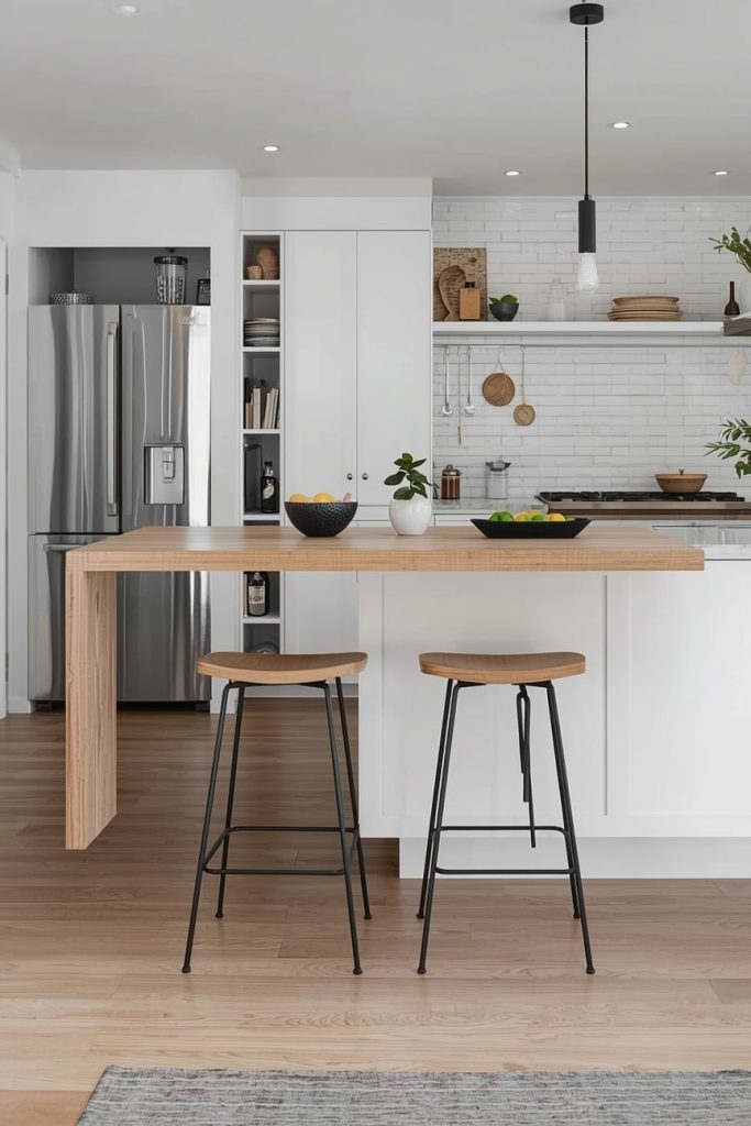 Create an Airy Look With a Floating Breakfast Bar