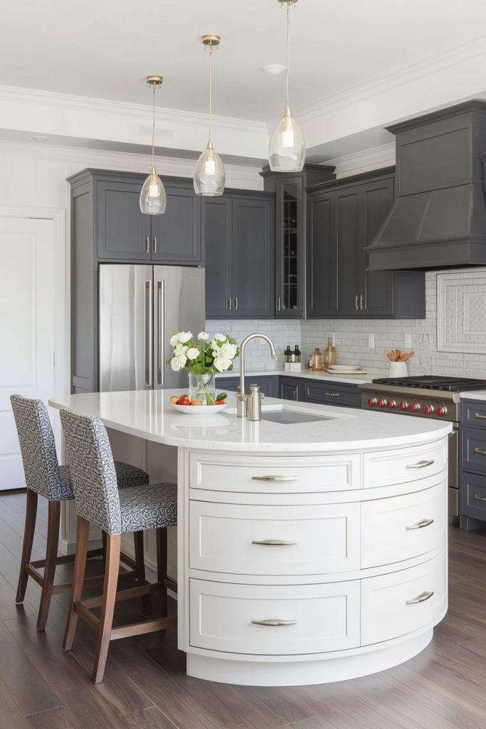 Curved Island With Integrated Appliances