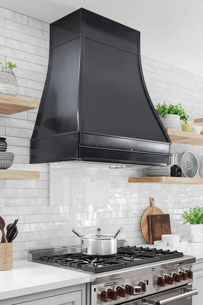 Curved Wall-Mounted Chimney for Ergonomic Design