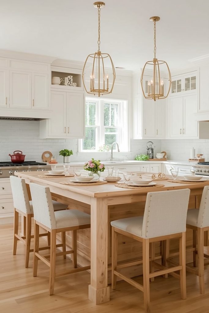 Earthy Accents in Cream and Wood Kitchens