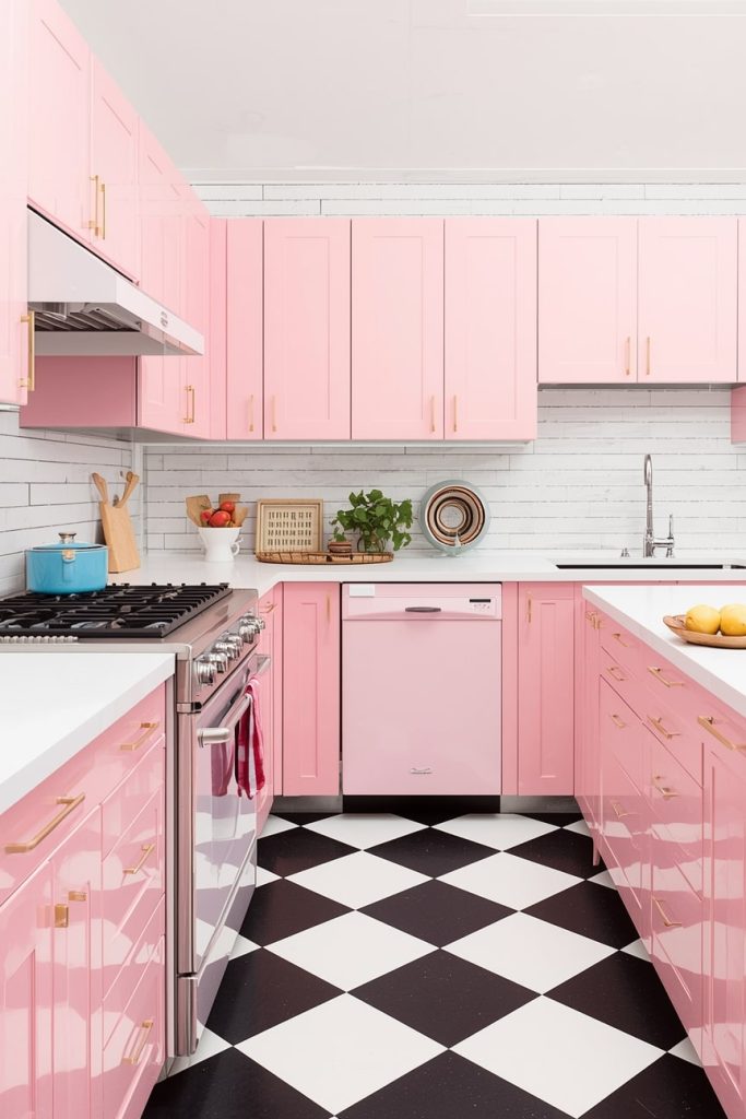 Eclectic Retro Pink Kitchen