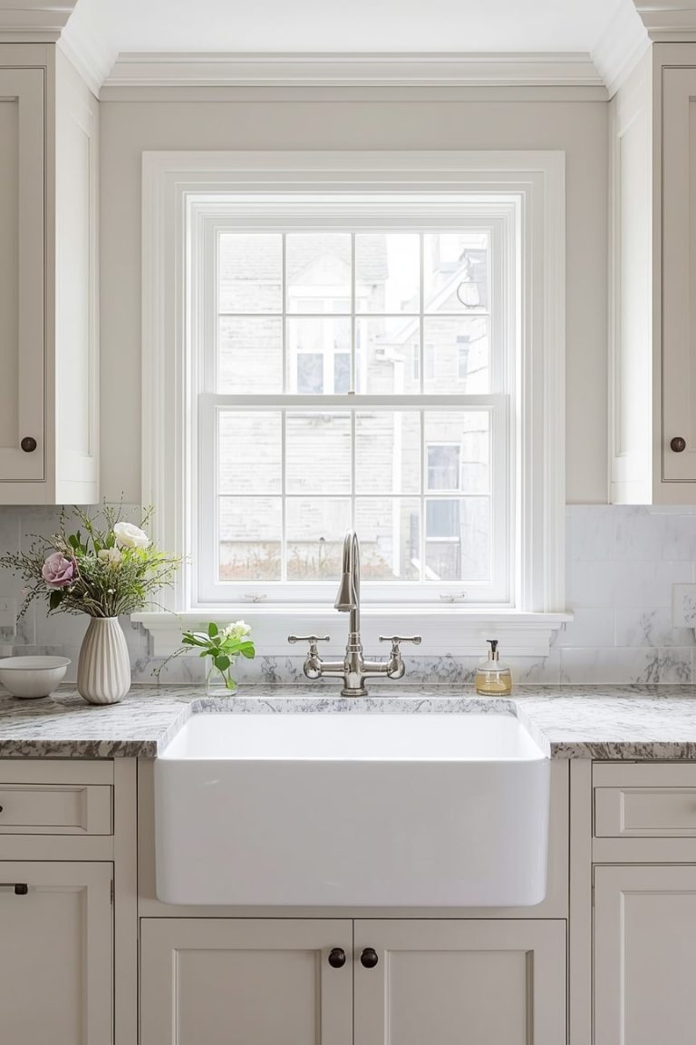 English Country Kitchen with Island for Family Living-min