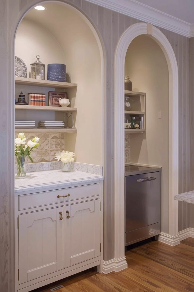 European Vintage Kitchen Ideas with Arched Details