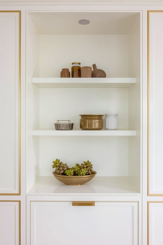 Gold Accented Backsplash with Cream Cabinets