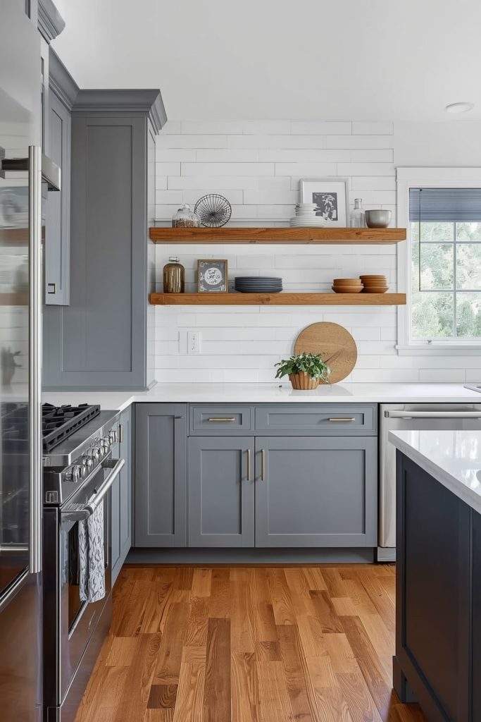 Gray Kitchen with Wood Accents