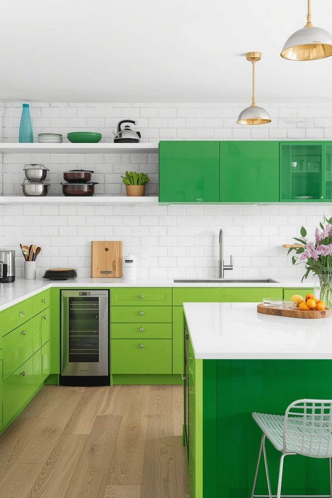 Green Kitchen Color Palette with Nature-Inspired Accents