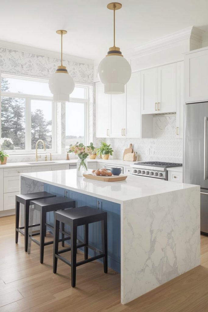 Kitchen Island Table Extension for a Warm, Cozy Look