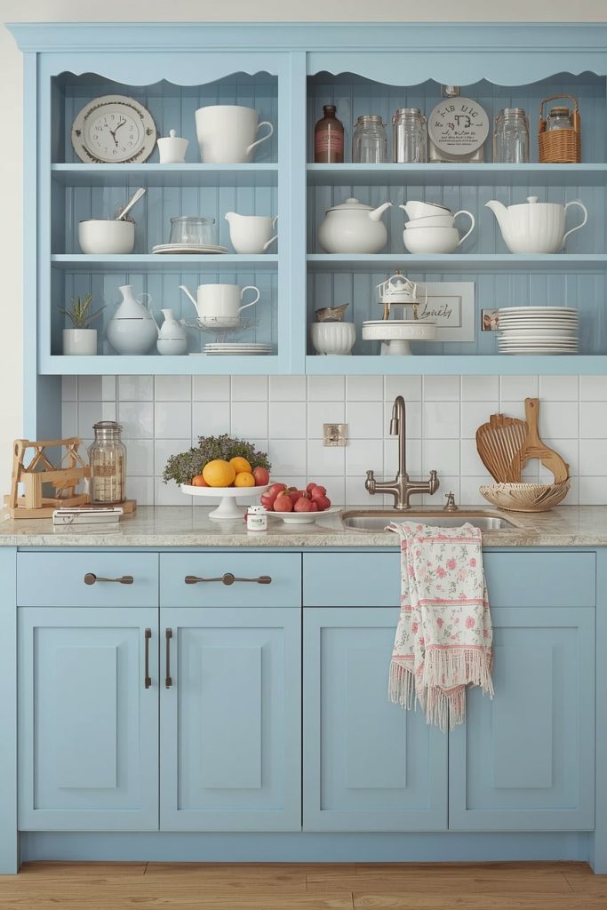 Light Blue Farmhouse Kitchen for Small Spaces