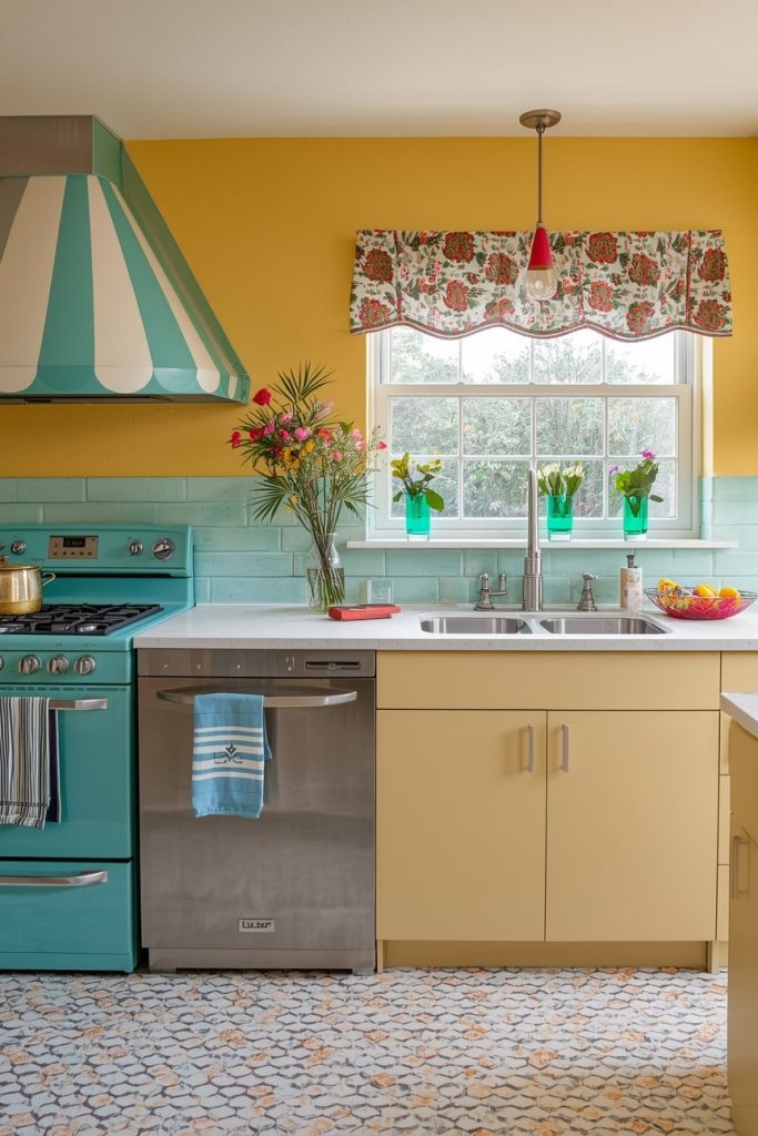 Metal Kitchen Cabinets With Authentic Retro Style-min