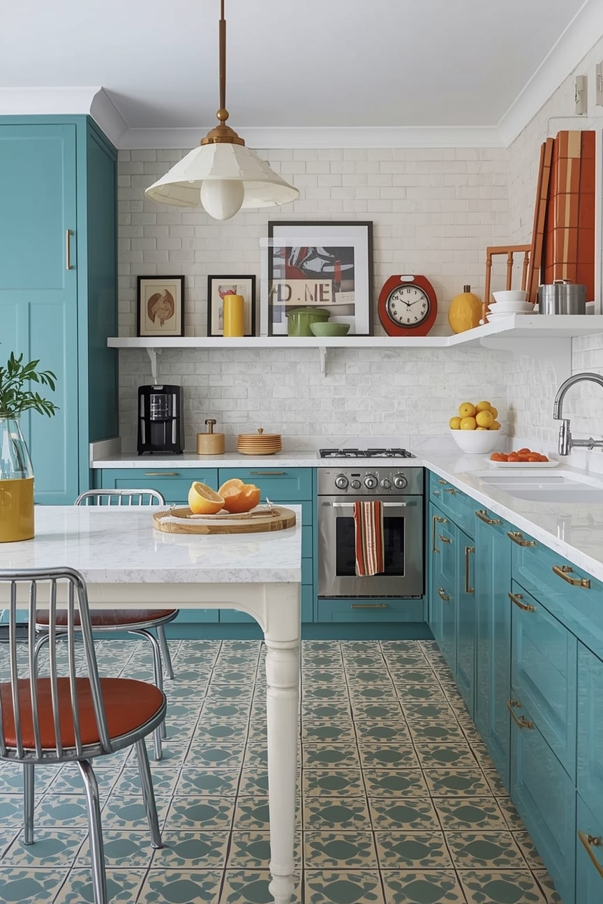 Mid-Century Vintage Kitchen with Bold Accents-min