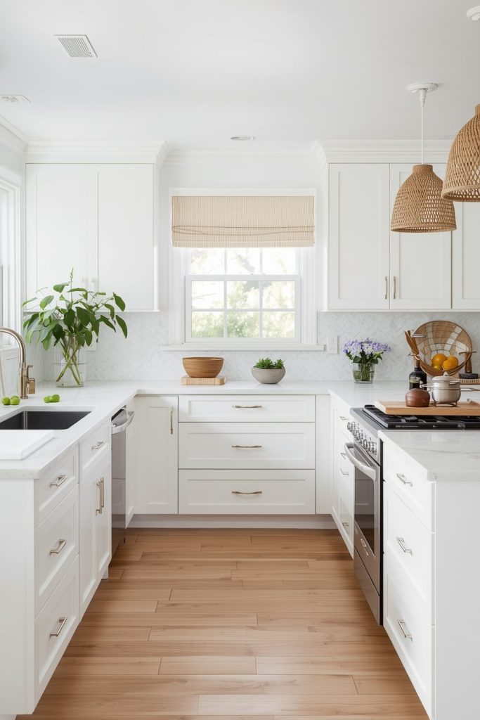 Minimalist White and Tan Kitchen Design