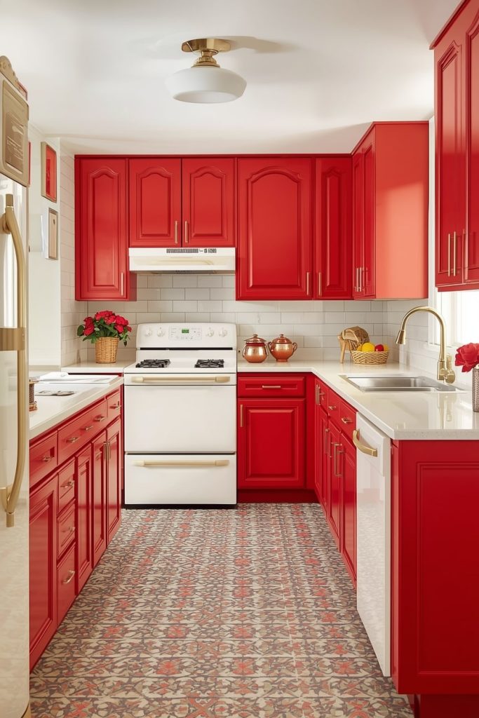 Modern Red Kitchen Decor with Sleek Finishes