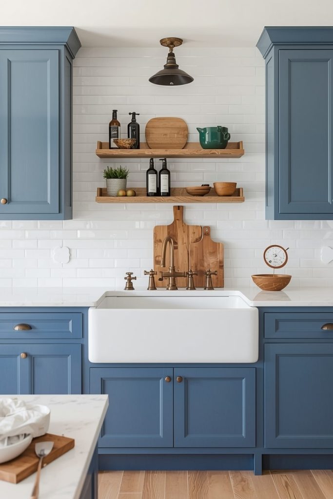 Navy Blue Country Kitchen Elegance