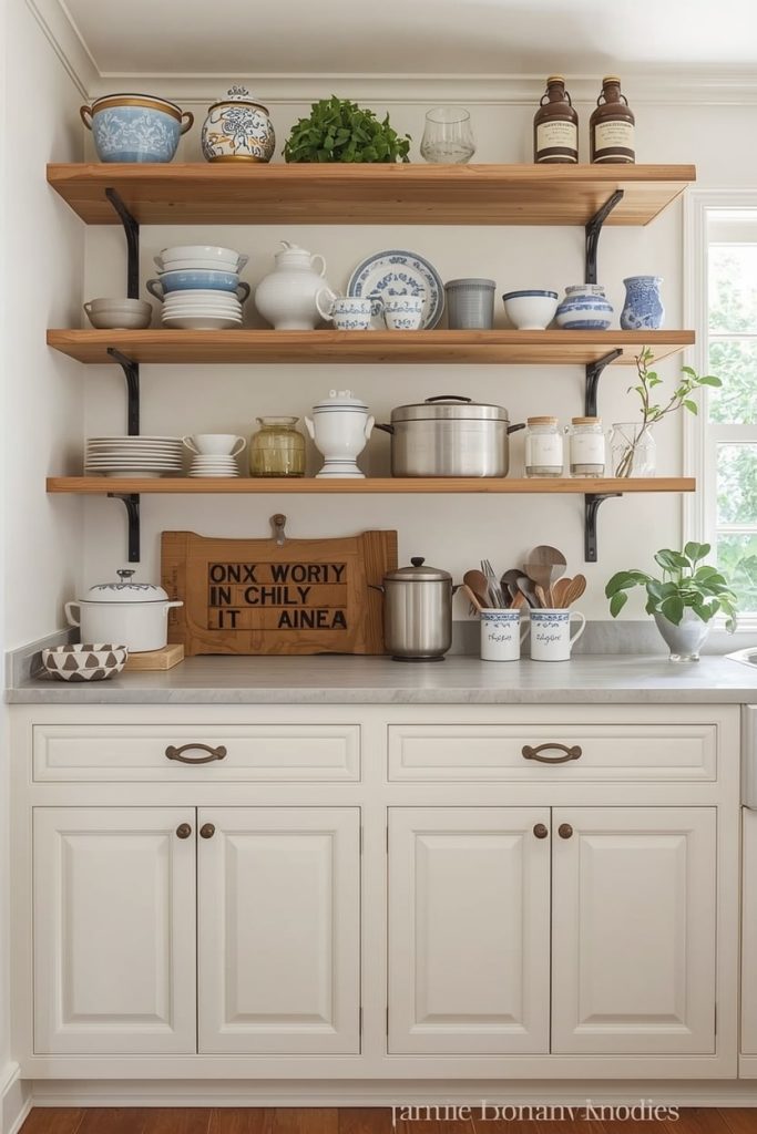 Open Shelving in a French Country Kitchen