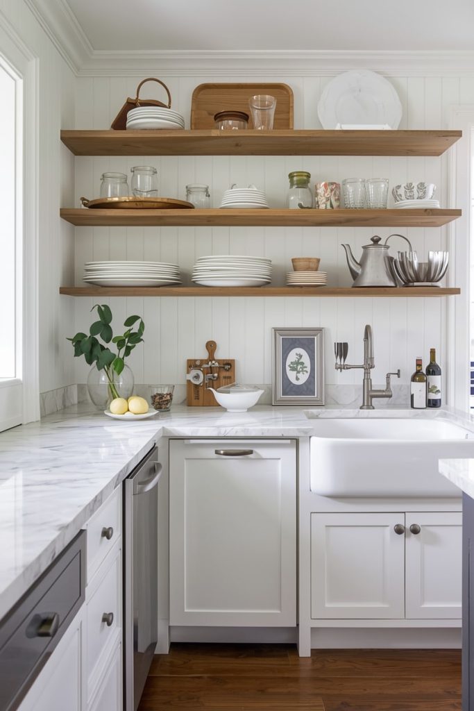 Open Shelving in a Vintage French Kitchen Style