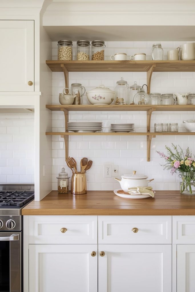 Open Shelving in an English Country Kitchen