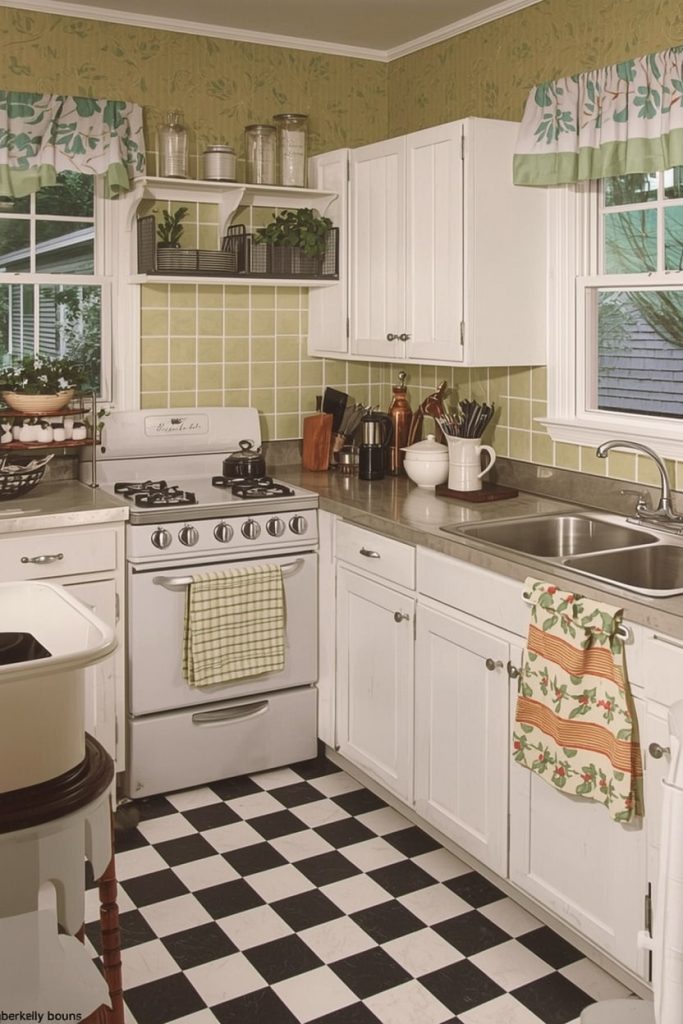 Pastel 1940s Kitchen with Soft, Cheerful Colors