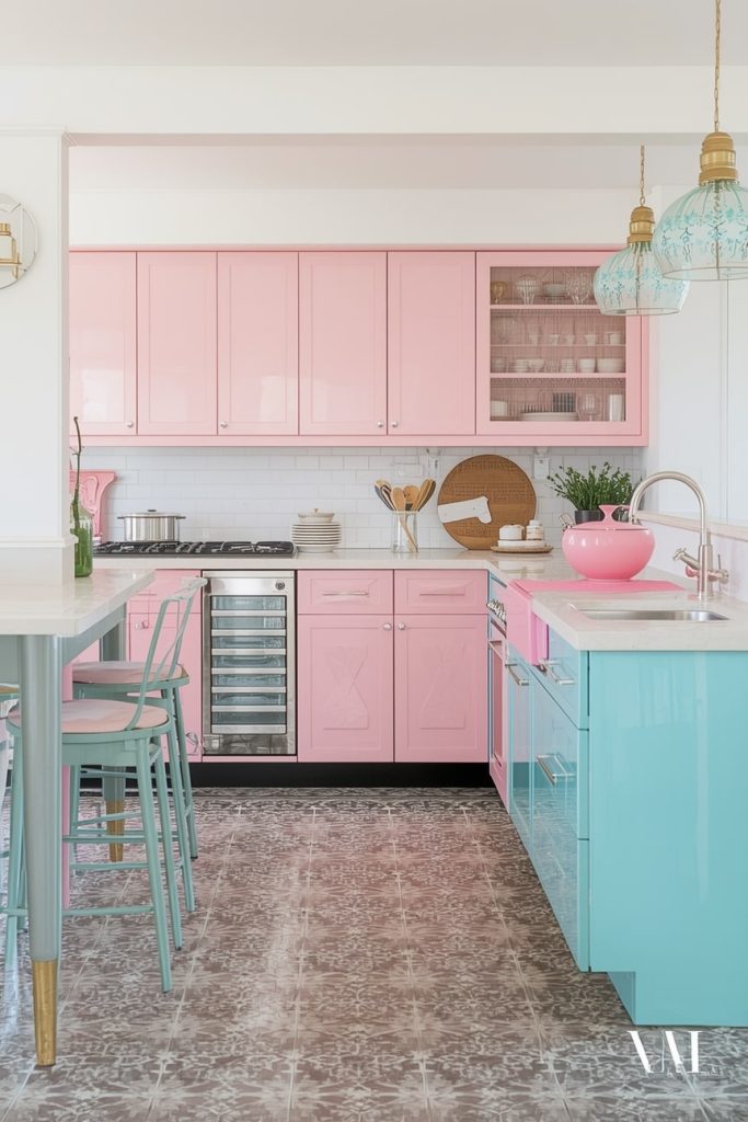 Pink and White Retro Kitchen