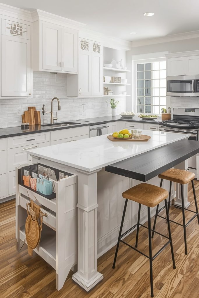 Pull-Out Kitchen Island Extension for Space-Saving Design