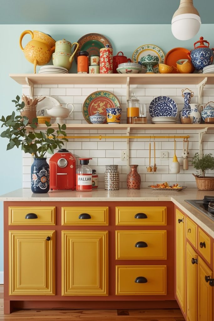 Quirky Kitchen Decor With Open Shelving