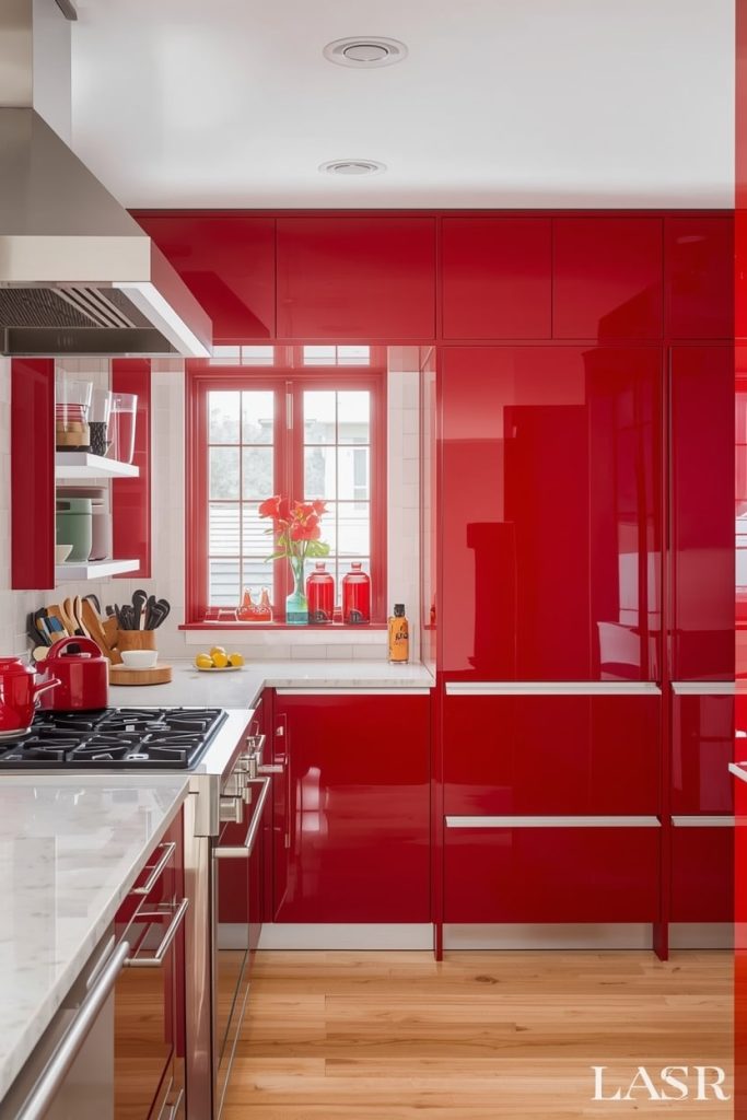 Red and Black Kitchen for Dramatic Contrast