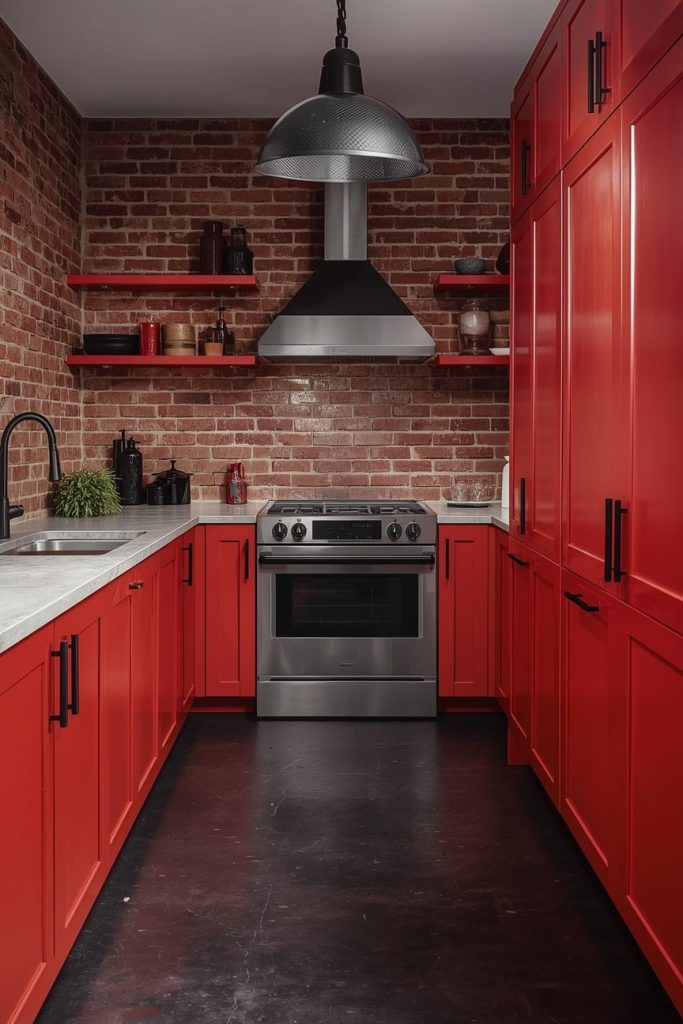 Red and Gold Kitchen Accents for a Luxury Finish
