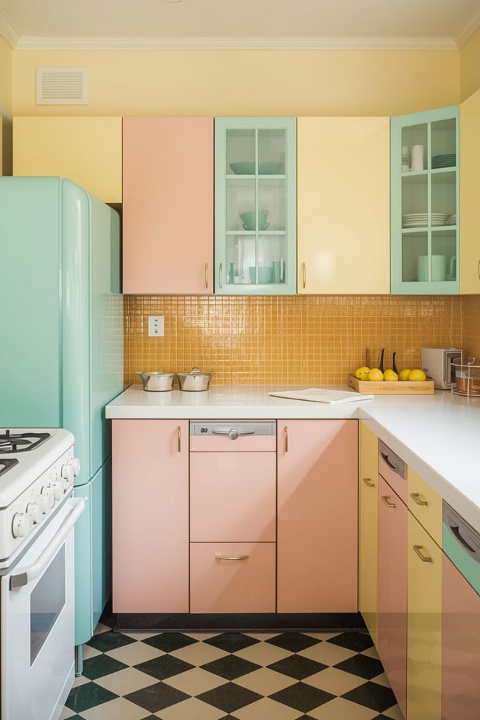 Retro Colorful Kitchen with Vintage Appeal