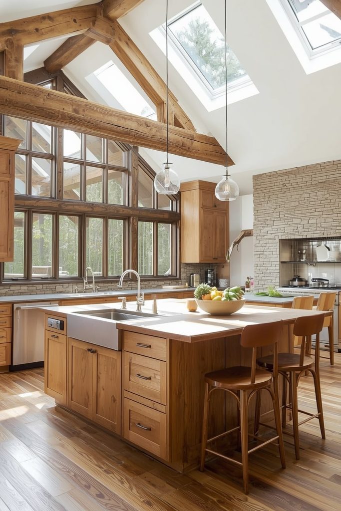 Rustic Barn Kitchen Decor with Exposed Beams