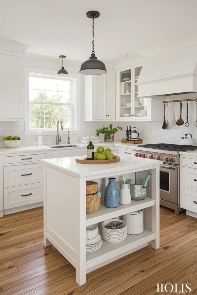 Rustic Country Kitchen Island with Distressed Wood