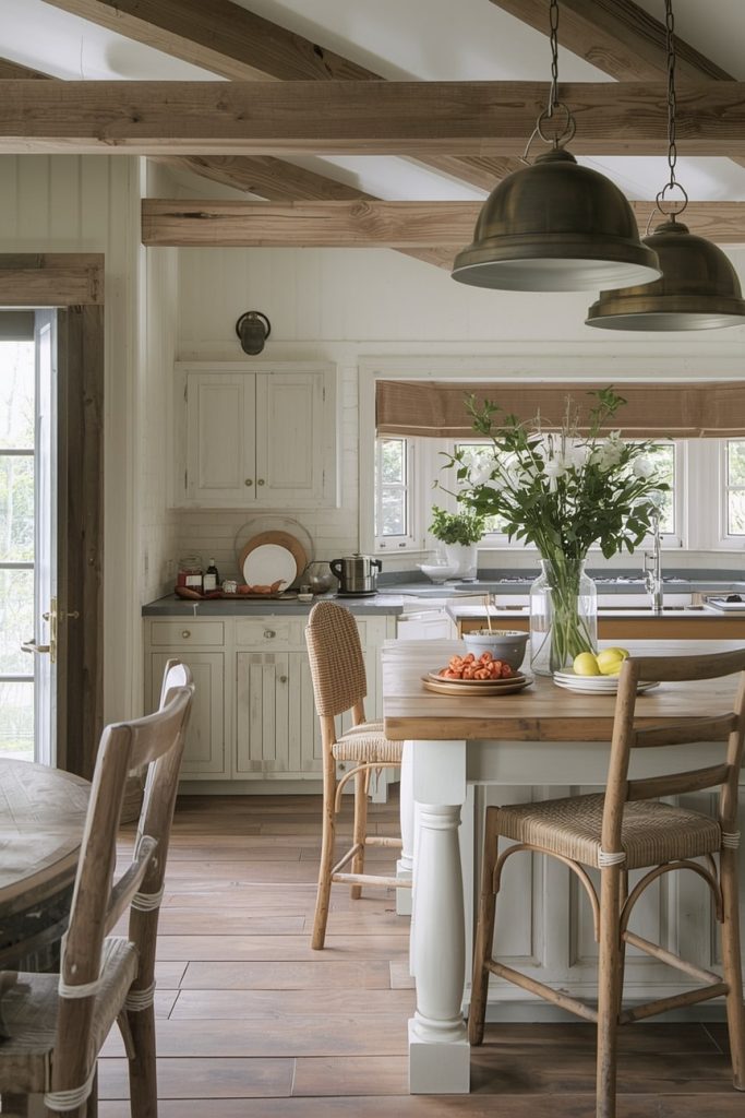 Rustic English Country Kitchen with Exposed Wooden Beams