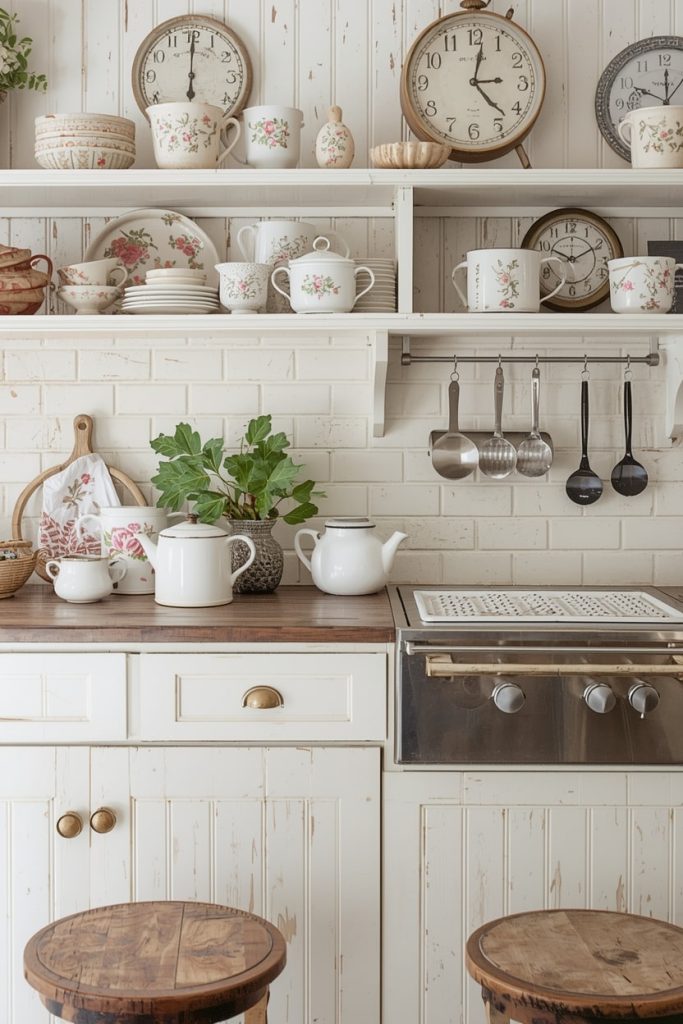 Shabby Chic French Kitchen with Vintage Accents