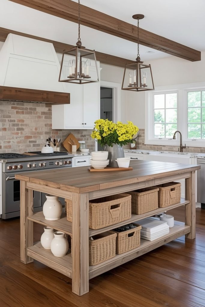 Small Country Kitchen with Island That Works Hard