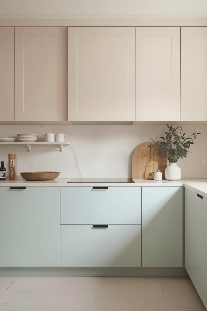 Soft Color Kitchen Design with Layered Pastels