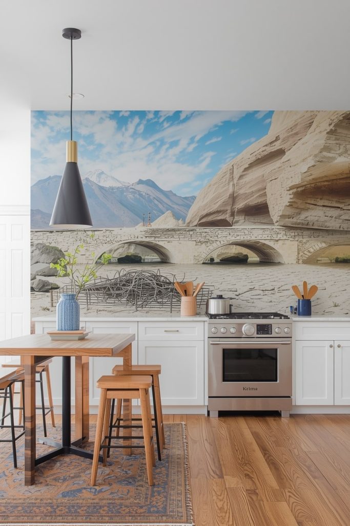 Textured and Neutral Kitchen Wallpaper for Depth