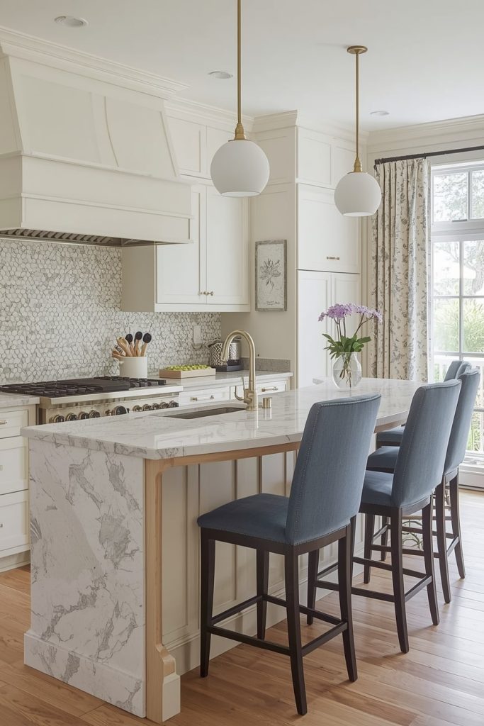 Two-Sided Curved Seating Island for Large Families