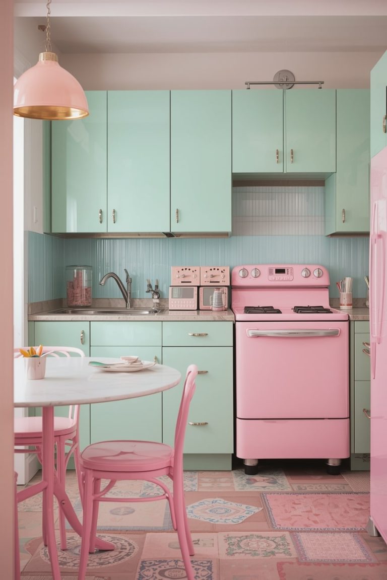 Two-Tone Pink Kitchen Design-min