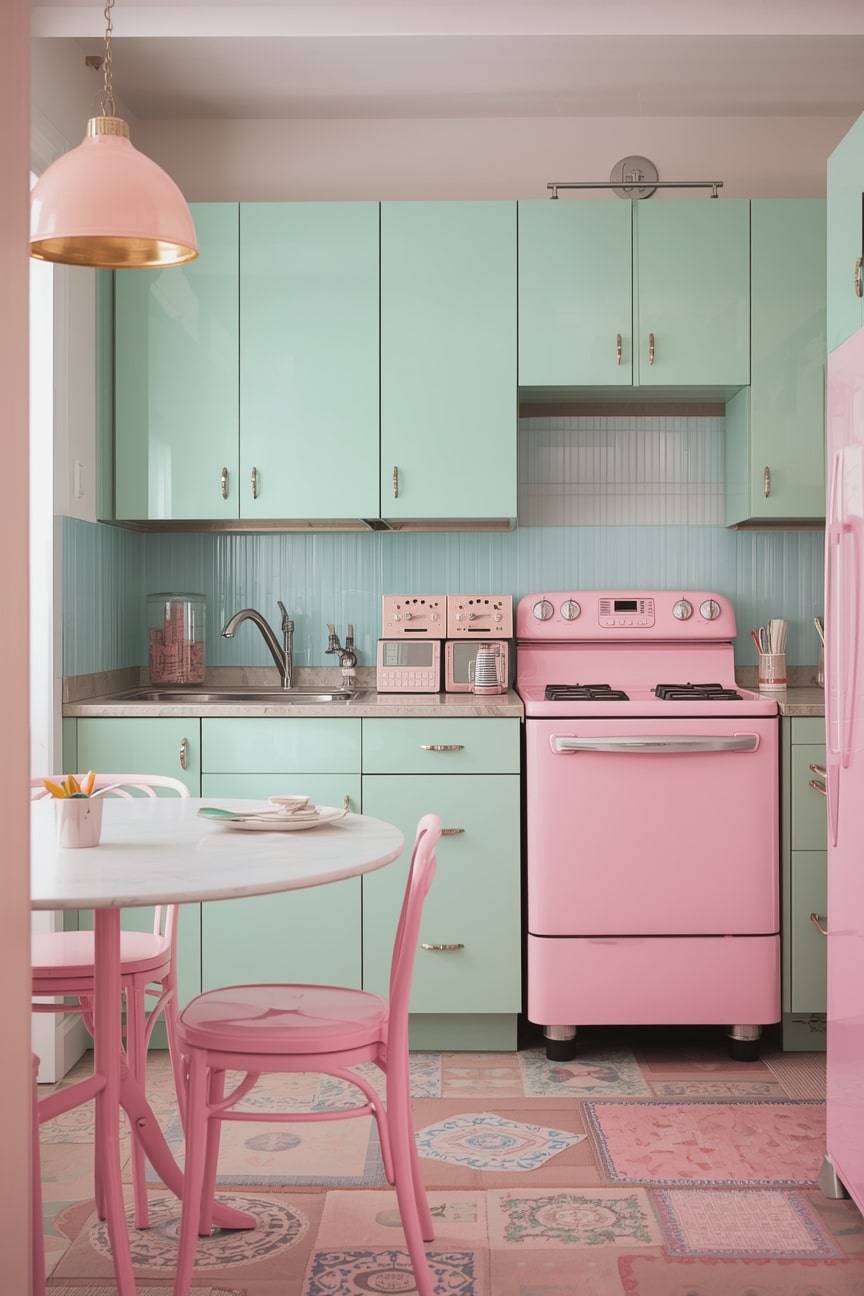 Two-Tone Pink Kitchen Design-min