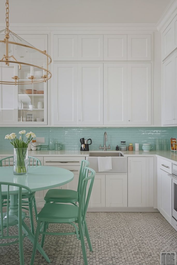 Two-Tone Retro White Kitchen-min