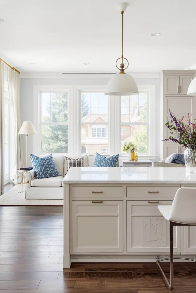 Use a Peninsula Breakfast Bar to Separate Spaces in an Open Layout