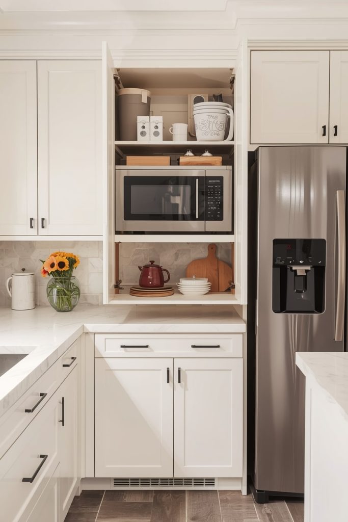 Vertical Pull-Down Cabinets for Hard-to-Reach Storage