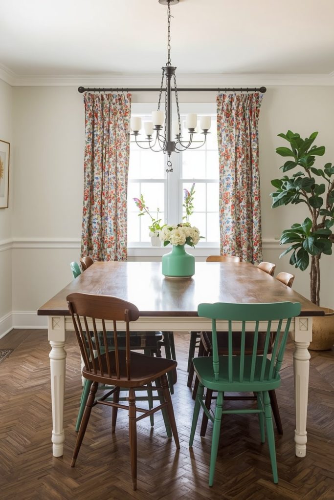 Vintage Eclectic Kitchen with Mismatched Chairs