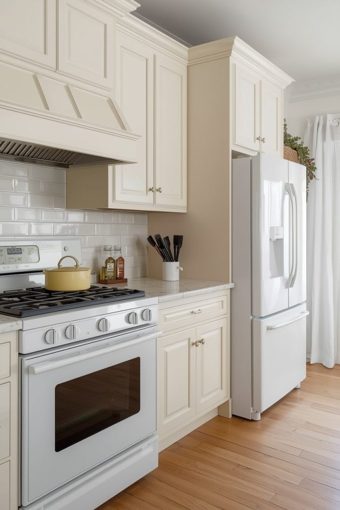 White Appliances With Cream Cabinets