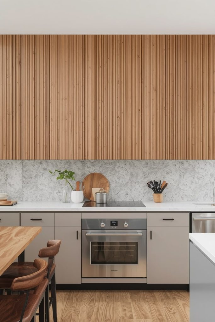 Wooden Kitchen Wall Panels for Warmth and Texture