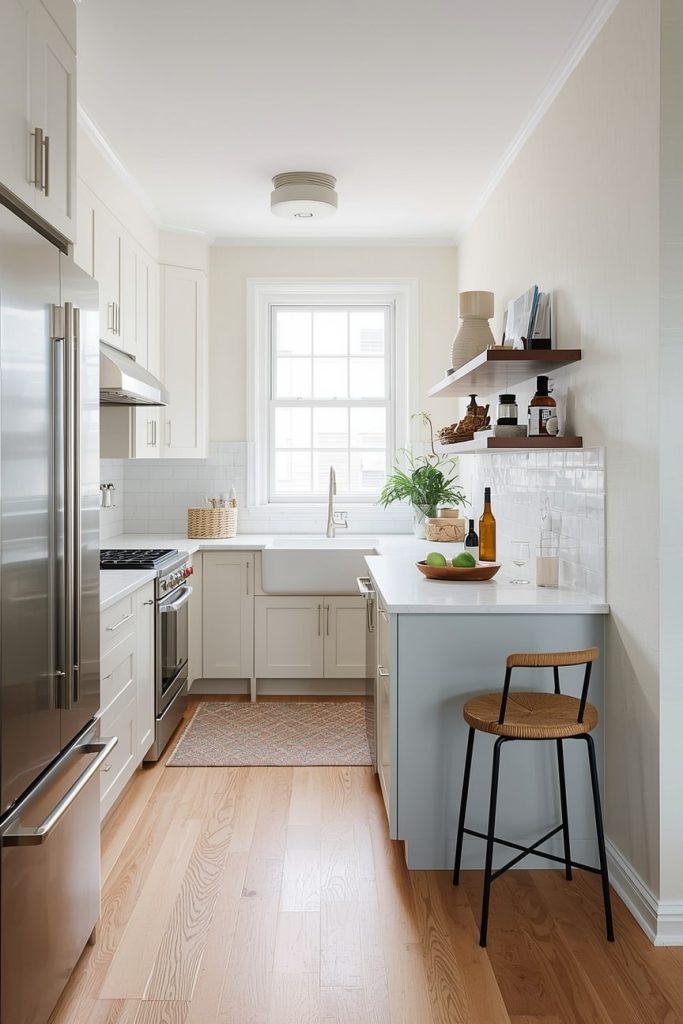 Wooden Peninsula Countertop for Warm, Natural Style