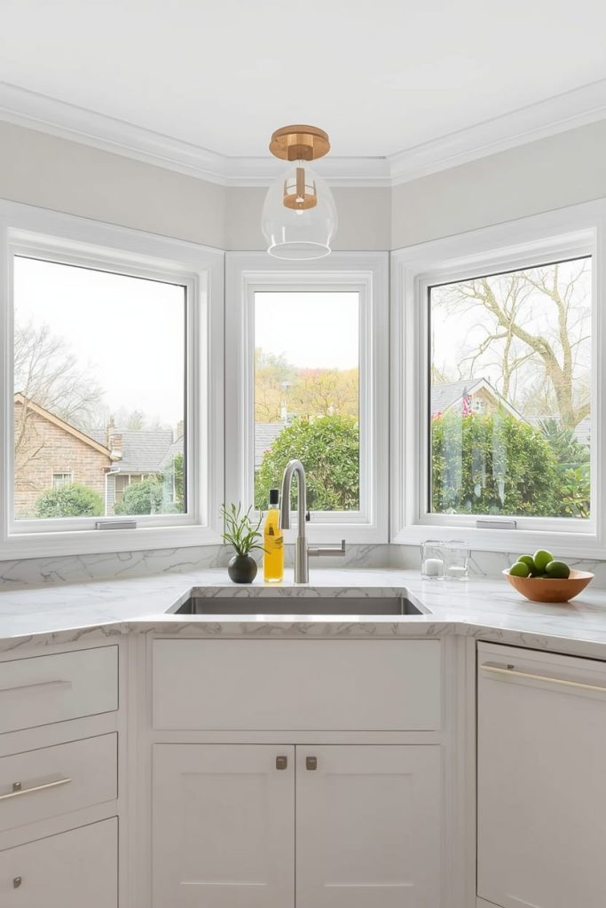 Bay-Style Corner Kitchen Window for Added Depth