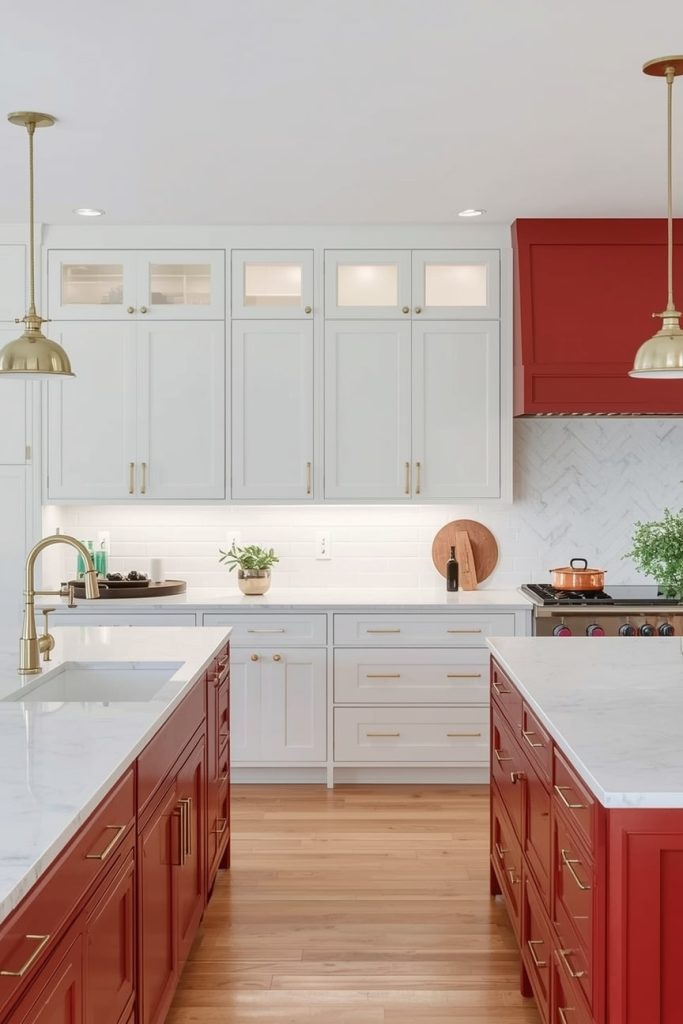 Classic Red and White Kitchen With Timeless Appeal