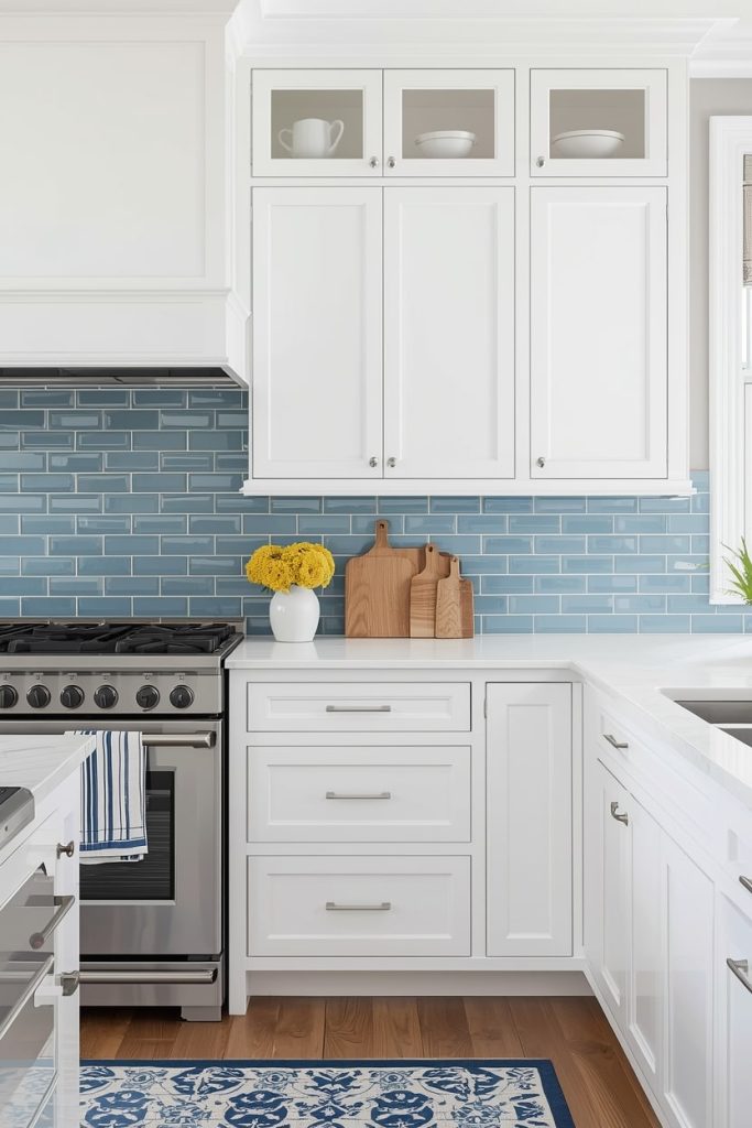 Coastal White Kitchen with Rattan and Woven Textures