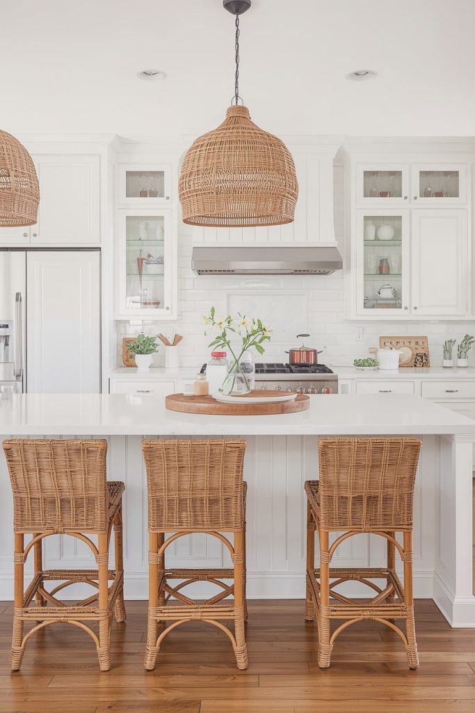 Coastal White Kitchen with a Statement Island